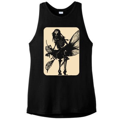 Dark Art Fairycore Butterfly Skeleton Ladies PosiCharge Tri-Blend Wicking Tank