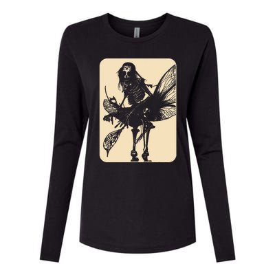 Dark Art Fairycore Butterfly Skeleton Womens Cotton Relaxed Long Sleeve T-Shirt