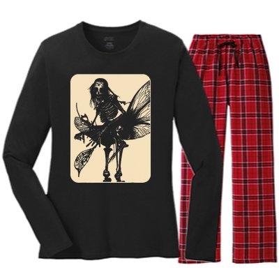 Dark Art Fairycore Butterfly Skeleton Women's Long Sleeve Flannel Pajama Set 