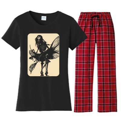 Dark Art Fairycore Butterfly Skeleton Women's Flannel Pajama Set