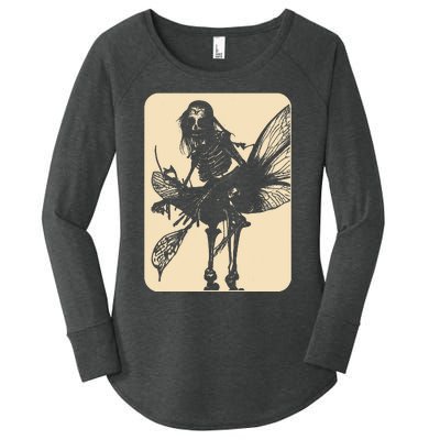 Dark Art Fairycore Butterfly Skeleton Women's Perfect Tri Tunic Long Sleeve Shirt