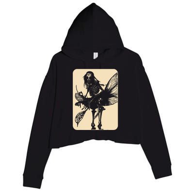 Dark Art Fairycore Butterfly Skeleton Crop Fleece Hoodie