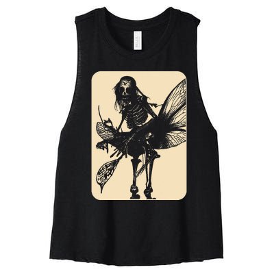 Dark Art Fairycore Butterfly Skeleton Women's Racerback Cropped Tank