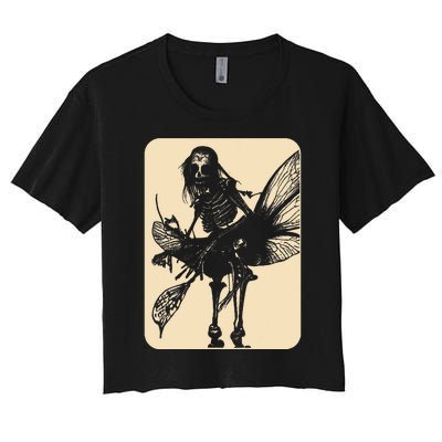 Dark Art Fairycore Butterfly Skeleton Women's Crop Top Tee