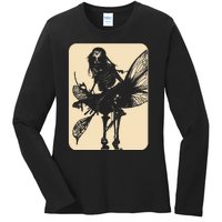 Dark Art Fairycore Butterfly Skeleton Ladies Long Sleeve Shirt