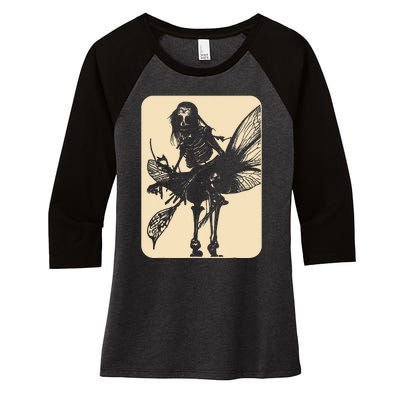 Dark Art Fairycore Butterfly Skeleton Women's Tri-Blend 3/4-Sleeve Raglan Shirt