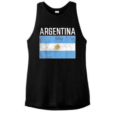 Distressed Argentina Flag Flag Soccer Fan    Ladies PosiCharge Tri-Blend Wicking Tank