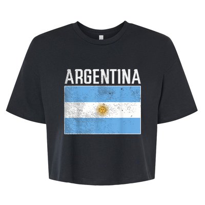 Distressed Argentina Flag Flag Soccer Fan    Bella+Canvas Jersey Crop Tee