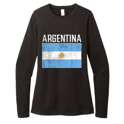 Distressed Argentina Flag Flag Soccer Fan    Womens CVC Long Sleeve Shirt