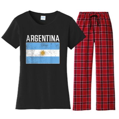 Distressed Argentina Flag Flag Soccer Fan    Women's Flannel Pajama Set