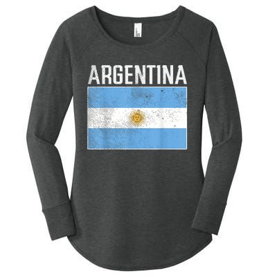 Distressed Argentina Flag Flag Soccer Fan    Women's Perfect Tri Tunic Long Sleeve Shirt