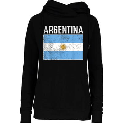 Distressed Argentina Flag Flag Soccer Fan    Womens Funnel Neck Pullover Hood