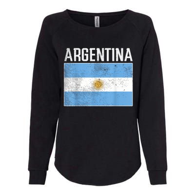 Distressed Argentina Flag Flag Soccer Fan    Womens California Wash Sweatshirt