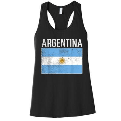 Distressed Argentina Flag Flag Soccer Fan    Women's Racerback Tank