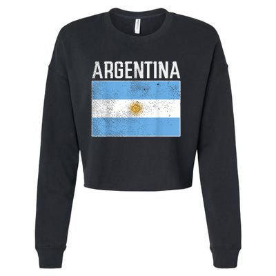 Distressed Argentina Flag Flag Soccer Fan    Cropped Pullover Crew