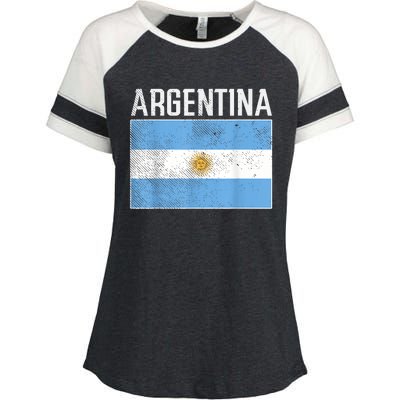 Distressed Argentina Flag Flag Soccer Fan    Enza Ladies Jersey Colorblock Tee