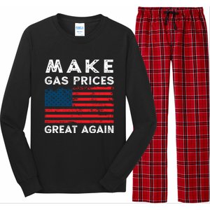 Distressed American Flag Make Gas Prices Great Again Gift Long Sleeve Pajama Set