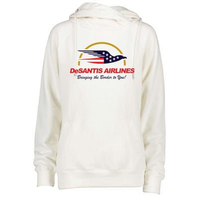 DeSantis Airlines Funny Political Meme Ron DeSantis Womens Funnel Neck Pullover Hood