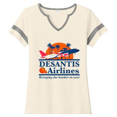 DeSantis Airlines Funny Political Meme Ron DeSantis Governor Ladies Halftime Notch Neck Tee