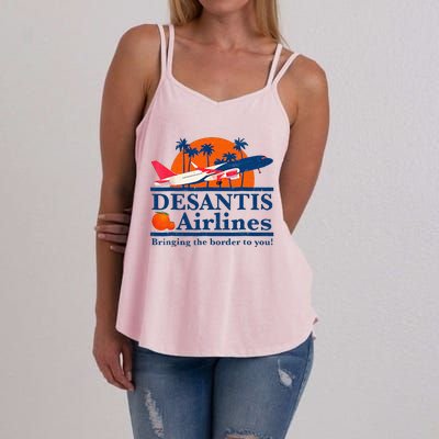 DeSantis Airlines Funny Political Meme Ron DeSantis Governor Women's Strappy Tank