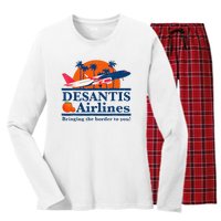 DeSantis Airlines Funny Political Meme Ron DeSantis Governor Women's Long Sleeve Flannel Pajama Set 