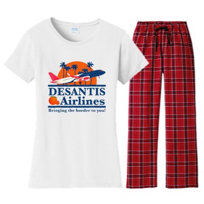 DeSantis Airlines Funny Political Meme Ron DeSantis Governor Women's Flannel Pajama Set