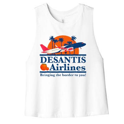 DeSantis Airlines Funny Political Meme Ron DeSantis Governor Women's Racerback Cropped Tank