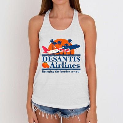 DeSantis Airlines Funny Political Meme Ron DeSantis Governor Women's Knotted Racerback Tank