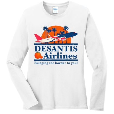 DeSantis Airlines Funny Political Meme Ron DeSantis Governor Ladies Long Sleeve Shirt