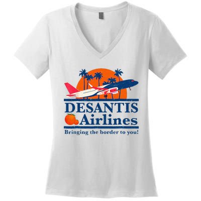 DeSantis Airlines Funny Political Meme Ron DeSantis Governor Women's V-Neck T-Shirt