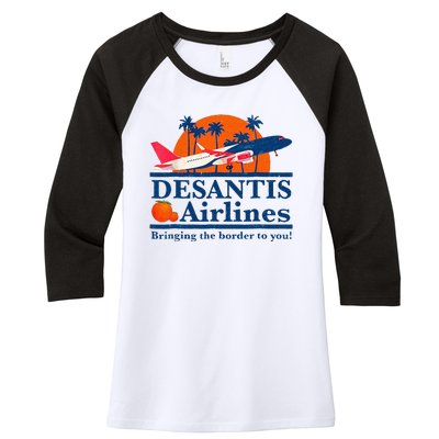 DeSantis Airlines Funny Political Meme Ron DeSantis Governor Women's Tri-Blend 3/4-Sleeve Raglan Shirt