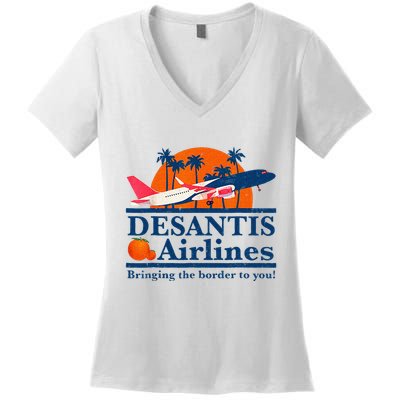 DeSantis Airlines Funny Political Meme Ron DeSantis Governor Women's V-Neck T-Shirt