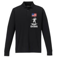 Dibs American Flag Astronaut Space Performance Long Sleeve Polo