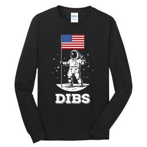 Dibs American Flag Astronaut Space Tall Long Sleeve T-Shirt