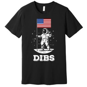 Dibs American Flag Astronaut Space Premium T-Shirt