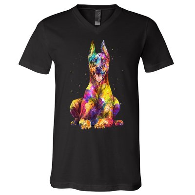 Doberman Art For  Dobie Doberman Pinscher Lover V-Neck T-Shirt