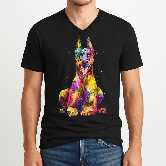 Doberman Art For  Dobie Doberman Pinscher Lover V-Neck T-Shirt