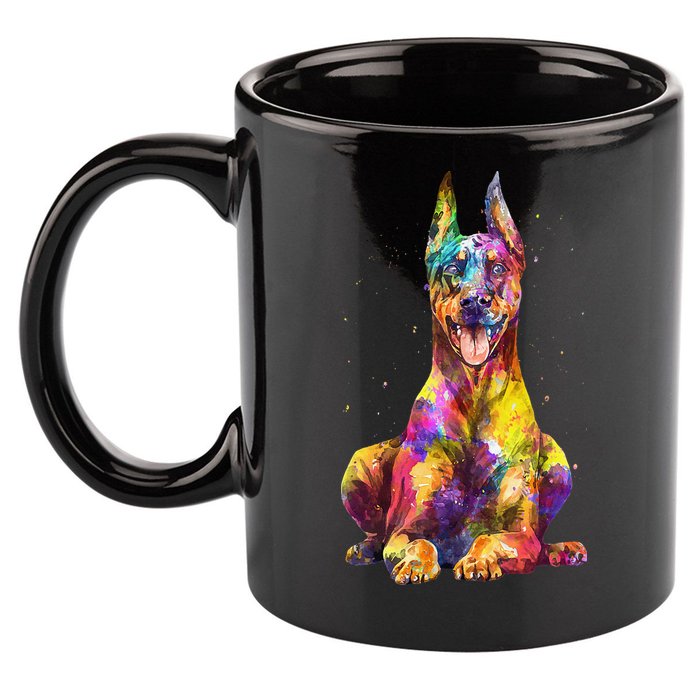 Doberman Art For  Dobie Doberman Pinscher Lover 11oz C Handle Ceramic Mug