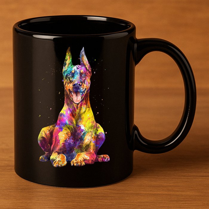 Doberman Art For  Dobie Doberman Pinscher Lover 11oz C Handle Ceramic Mug
