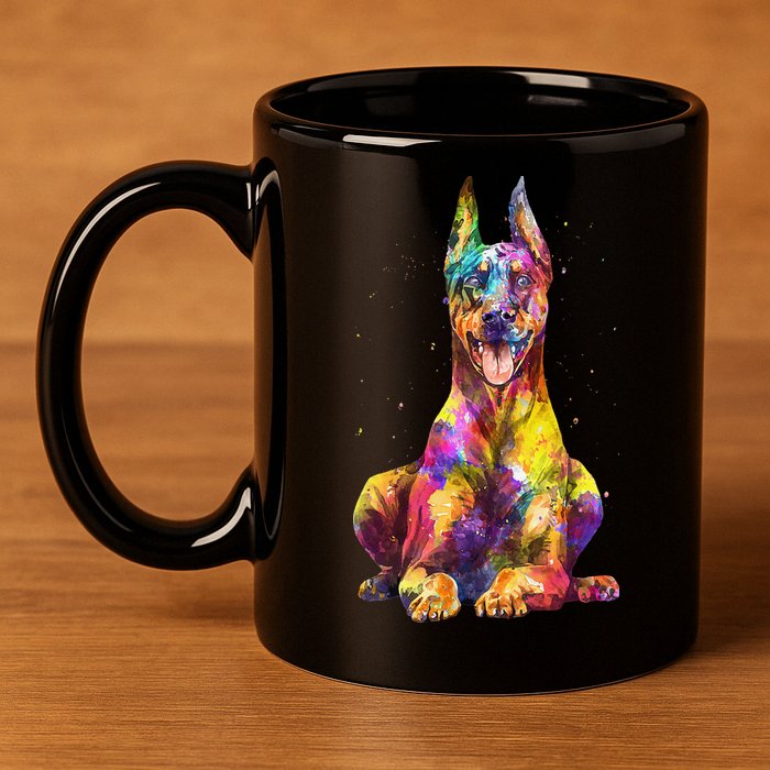 Doberman Art For  Dobie Doberman Pinscher Lover 11oz C Handle Ceramic Mug