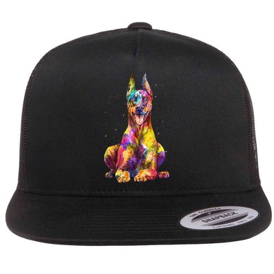 Doberman Art For  Dobie Doberman Pinscher Lover Flatbill Hat