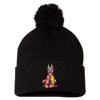 Doberman Art For  Dobie Doberman Pinscher Lover Pom Pom 12in Knit Beanie