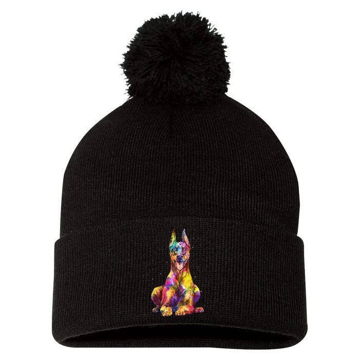 Doberman Art For  Dobie Doberman Pinscher Lover Pom Pom 12in Knit Beanie