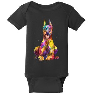 Doberman Art For  Dobie Doberman Pinscher Lover Baby Bodysuit