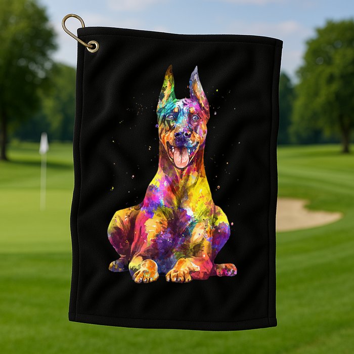 Doberman Art For  Dobie Doberman Pinscher Lover Golf Towel