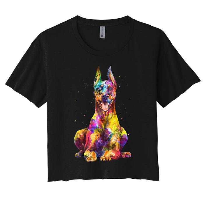 Doberman Art For  Dobie Doberman Pinscher Lover Crop Top