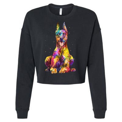 Doberman Art For  Dobie Doberman Pinscher Lover Cropped Pullover Crew