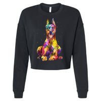 Doberman Art For  Dobie Doberman Pinscher Lover Cropped Pullover Crew
