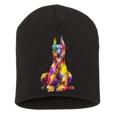 Doberman Art For  Dobie Doberman Pinscher Lover Short Acrylic Beanie