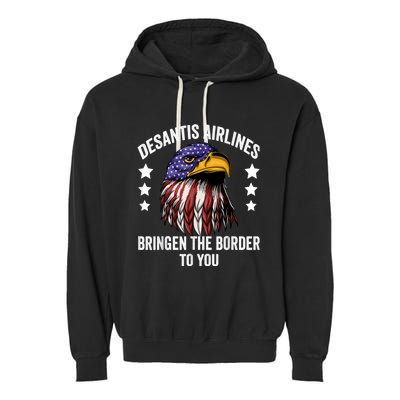 DeSantis Airlines Funny Political Meme DeSantis Airlines Garment-Dyed Fleece Hoodie